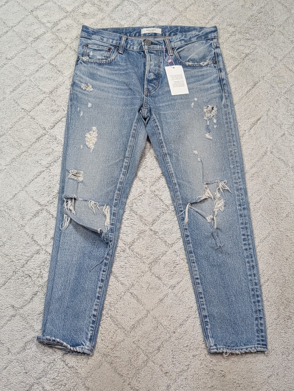 Moussy Jeans Womens 27 Blue Aberdeen Tapered Low Rise Japanese Denim Ankle